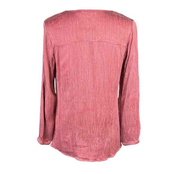 Soft Surroundings Lumi Terra Cotta Pink Long Sleeve V-neck Textured Top - Picture 3 of 11